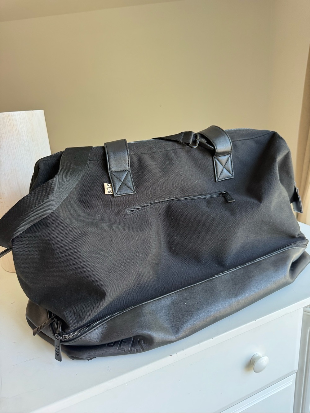BEIS Black Weekender Travel Duffel Bag with Bottom Shoe Compartment - Picture 5 of 15
